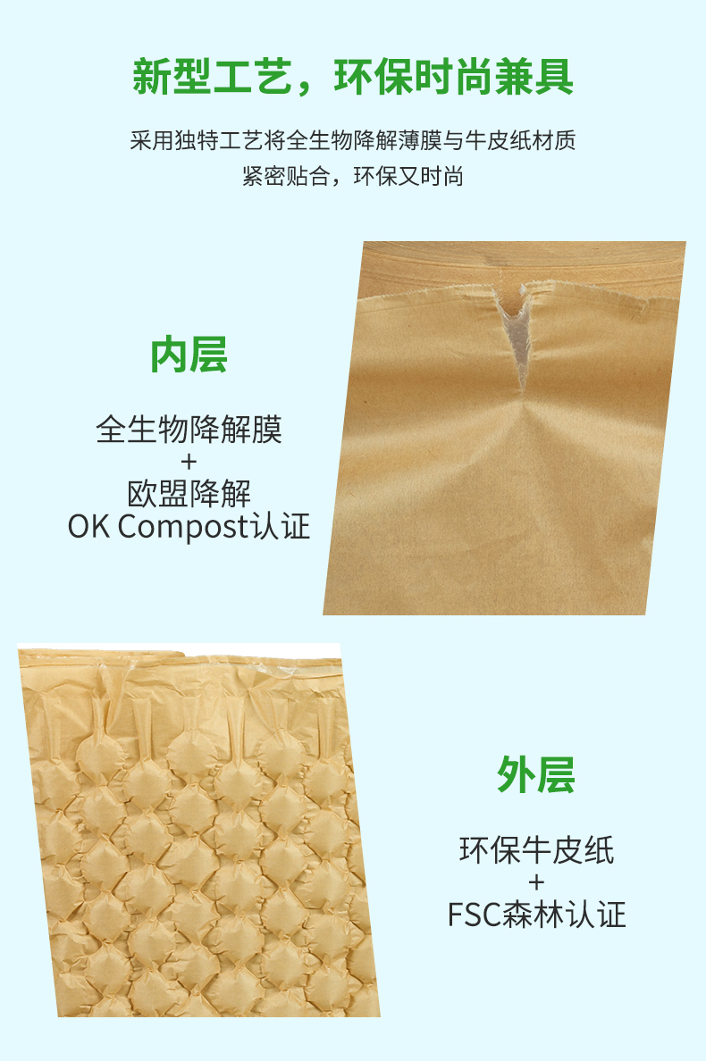 BioAir 纸葫芦膜(纸Wrapper)内层生物降解膜，外层牛皮纸