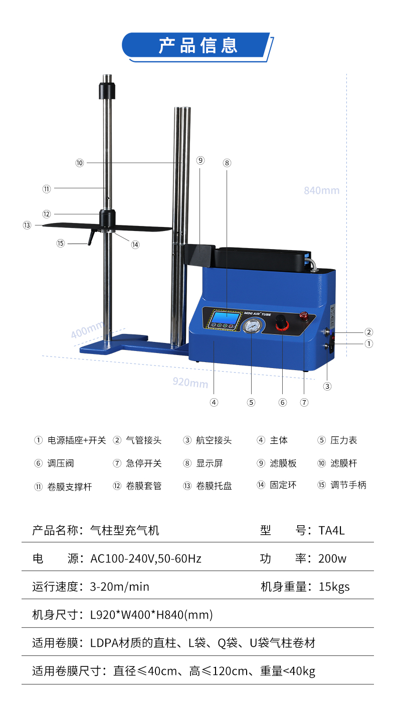 MINI AIR®气柱充气机TA4L细节展示